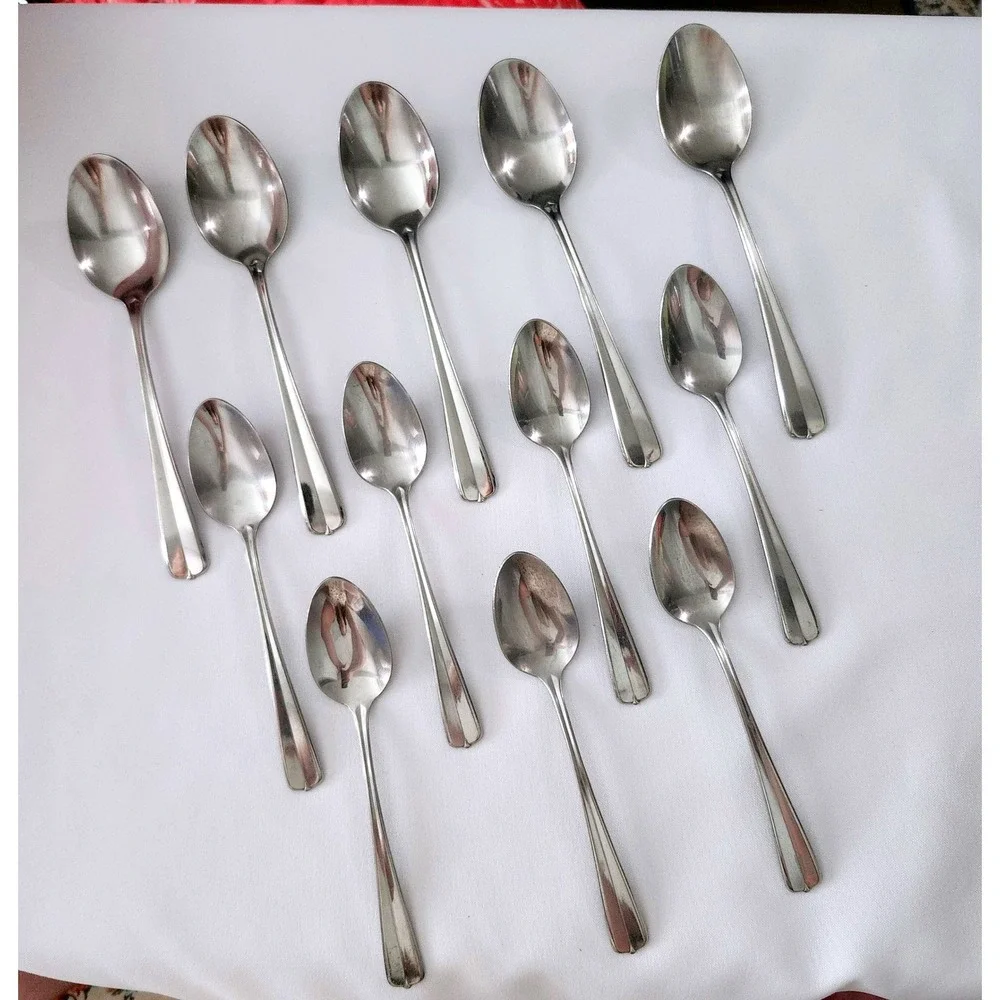 12 pc Oneida GALA IMPULSE Glossy Stainless 5 Soup Spoons 7 Teaspoons Replacement